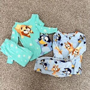 Kids Cartoon Pajama Set - Blue and Green